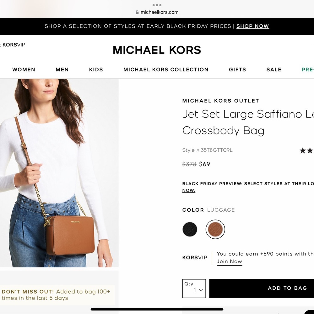 Michael Kors EW Crossbody Bag Luggage
